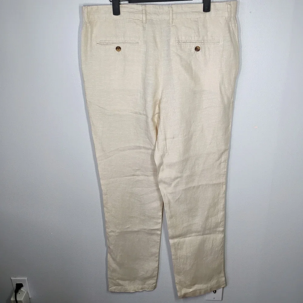 Club Room Luxury Linen Pants Men's 34x32 Beige 100% Linen Beach Wedding Coastal